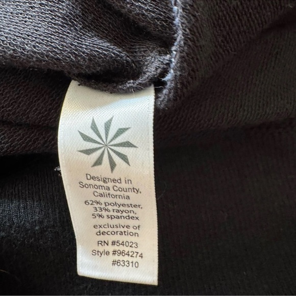 Athleta Black Sweatshirt Tunic Medium Thumbholes Pockets Athleisure Oversized - Picture 7 of 8